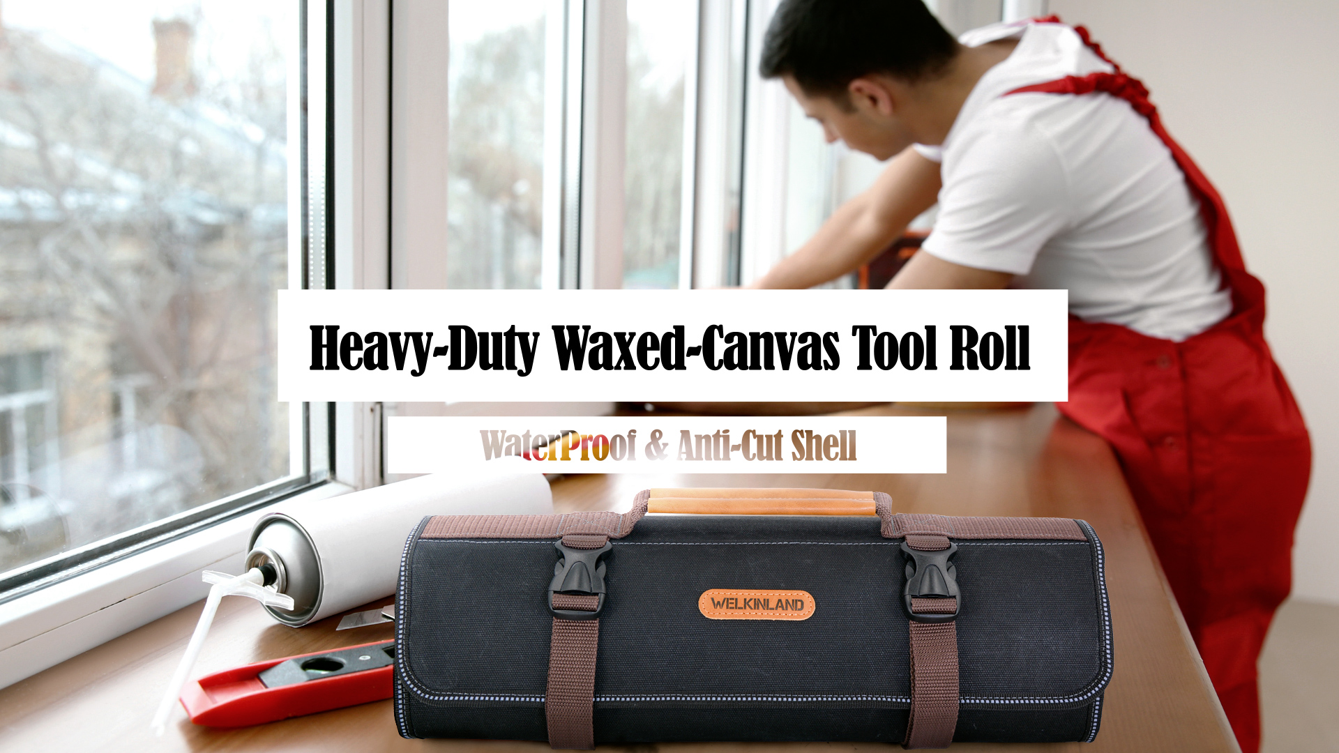 WELKINLAND 18-Pockets Waxed Canvas Tool Roll, Heavy-Duty tool bag